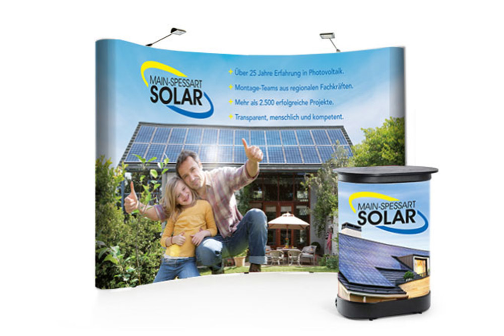 MSP Solar Messewand Mobile Popup Messewand mit Transportkoffer